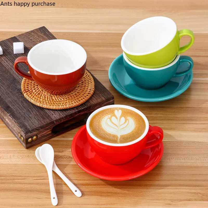 250ml Coffee Cup and Saucer Solid Color Ceramic Mug Milk Tea Cups Afternoon Tea Cup Milk Mugs Water Cups Tea Mug Coffee Mugs Y251125