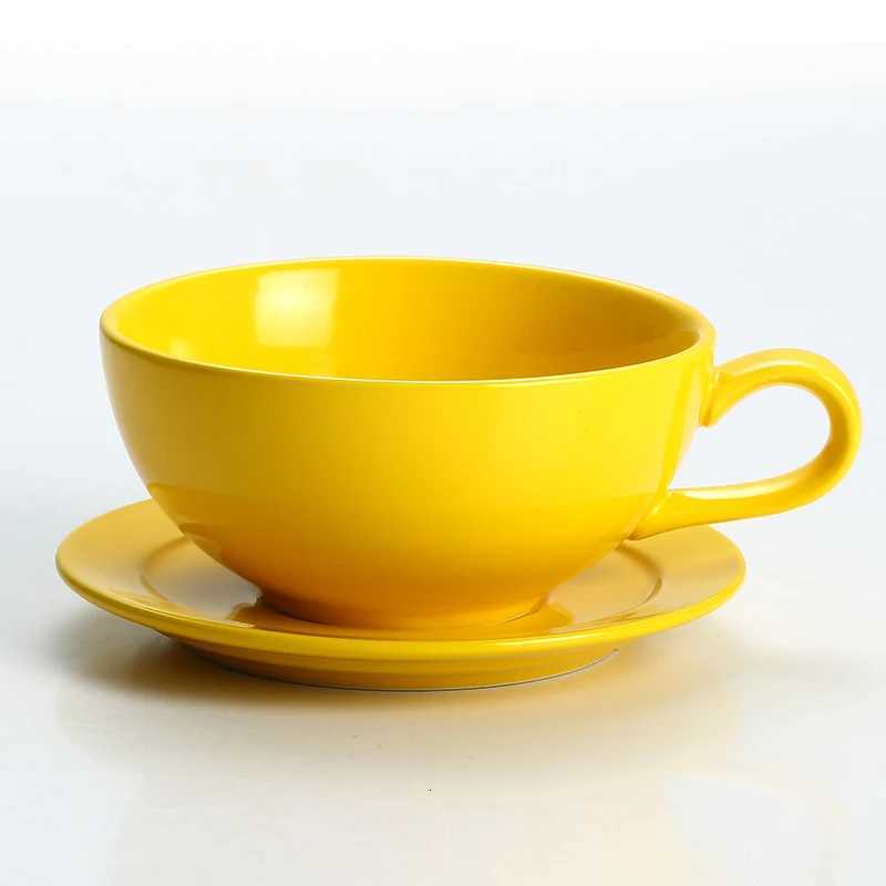 New Design Colourful Coffee Set Coffee Cup and Saucer Underglazed Low Procelain Cappuccino Latte Cup 250ml Y251125