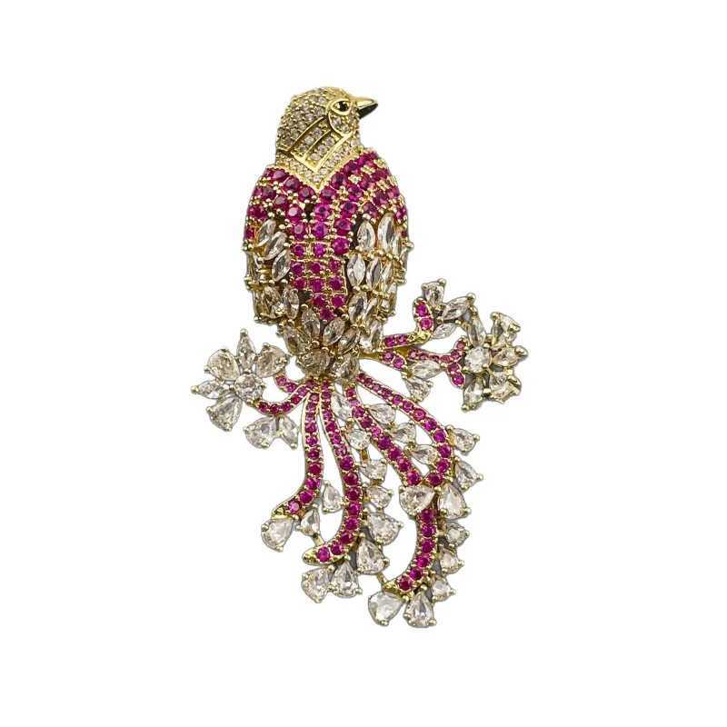 European And American Style Heavy Industry Design Elegant Feather Bird Shaped Luxury Inlaid Zircon Fashionable WomenS Brooch J251125