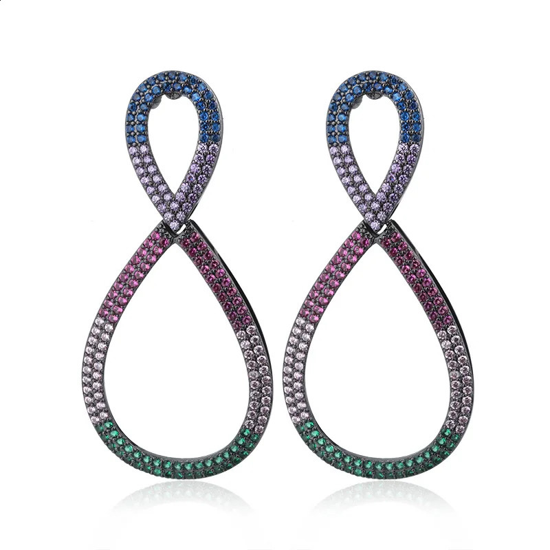 OMYFUN Fashion Statement Earrings Color CZ Geometric Earrings Womens Pendant Earrings Modern Jewelry E27 250422