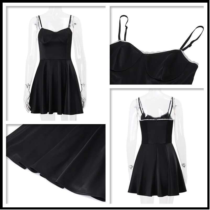 Dongdumaoyi Townlike Elegant Waist Wrap A Line Dress Women Spaghetti Strap Mini Summer Strapless Backless Sexy Party Dresses