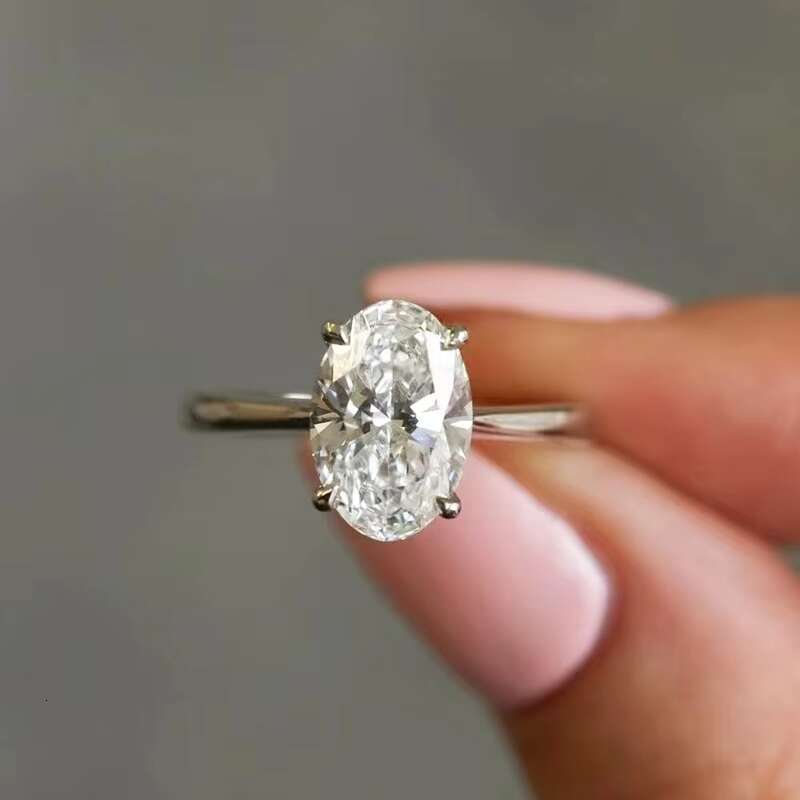 Yu Ying Made 925 Silver D Color Round/Emerald/Square Moissanite Diamond Band Ring for Women Anniversary/party Fine Jewelry