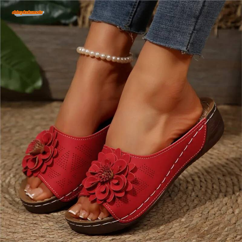 Summer Elegant Shoes Woman Slides Ladies Wedge Sandals For Women Casual Footwear Slipper Female ddmykukumalu