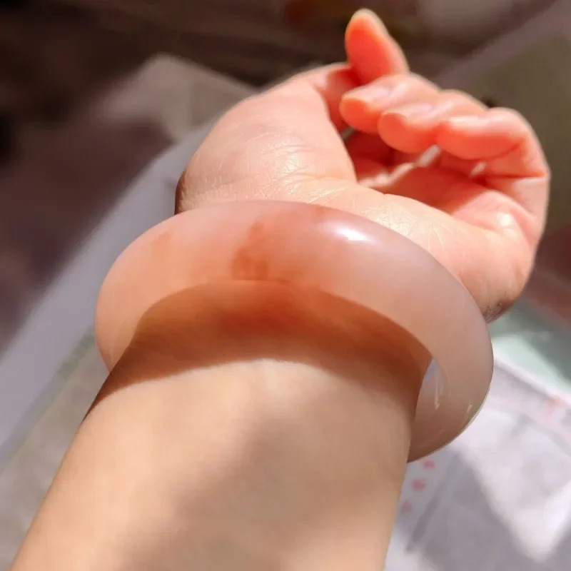 Natural Pretty Peach Blossom Brew Bracelet Gold Silk Jade Bracelet Pink Jade Bracelet Girl Model 250424