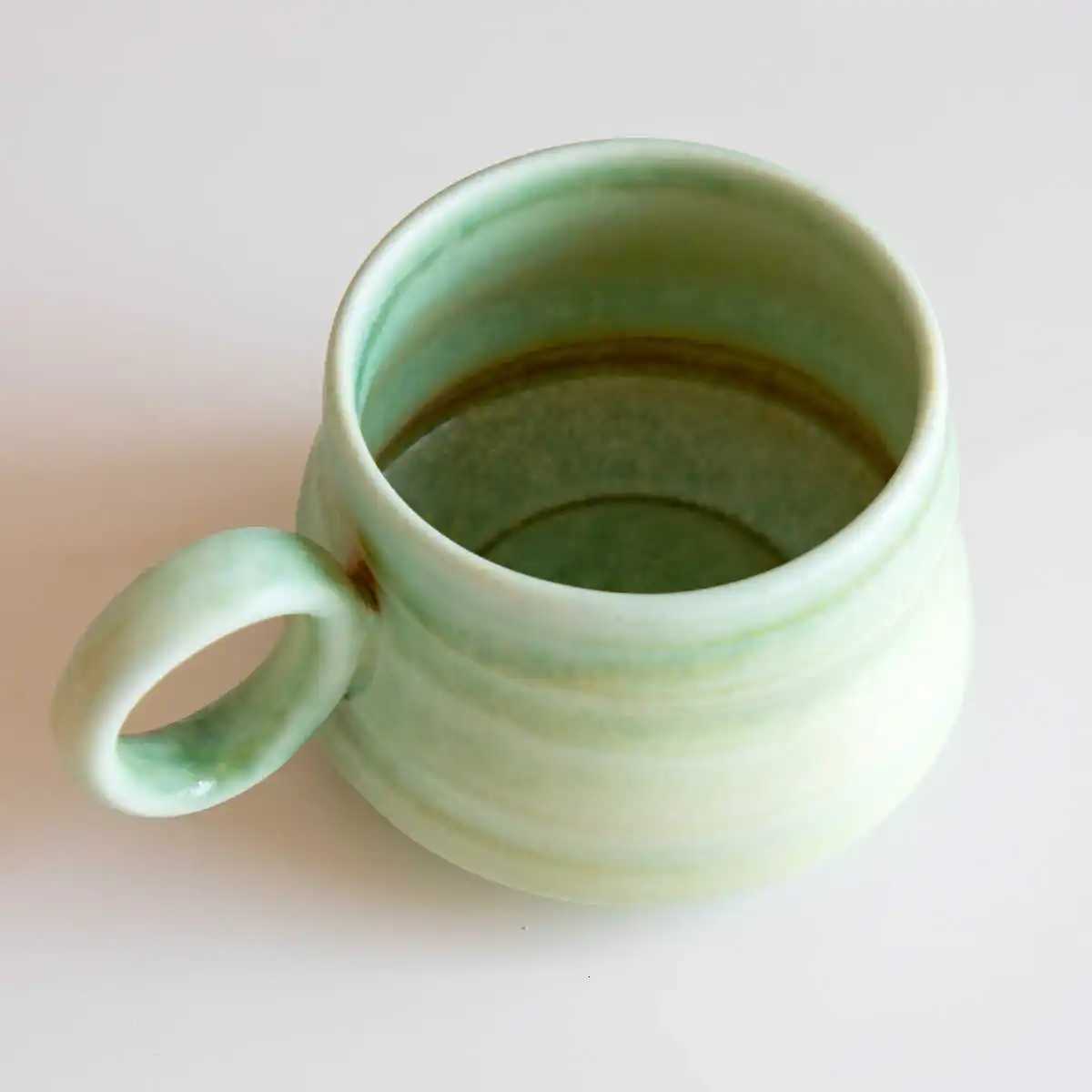 250ML Mint Green Matte Coffee Cup Plate Set Afternoon Tea Cup And Dish Sets Round Handle Water Cup Mug With Tray Y251125