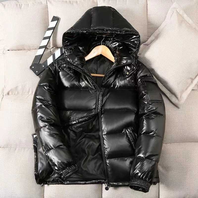 New Winter Men Black Shiny Puffer Jackets Hooded Casual Duck Down Coats Male Outdoor Windproof Warm Jackets H251224