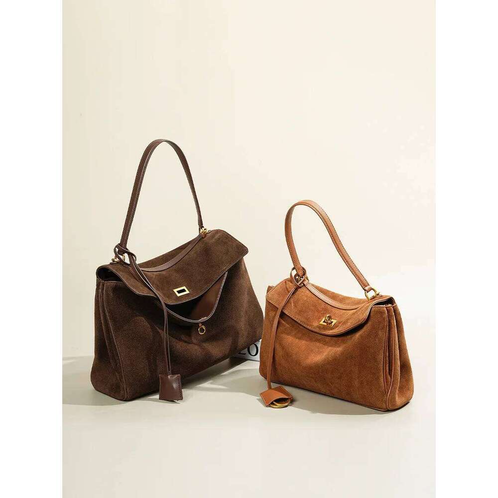 Autumn And Winter Suede Leather Tote Bag Frosted Cowhide High-Grade Large Capacity Shoulder Bag