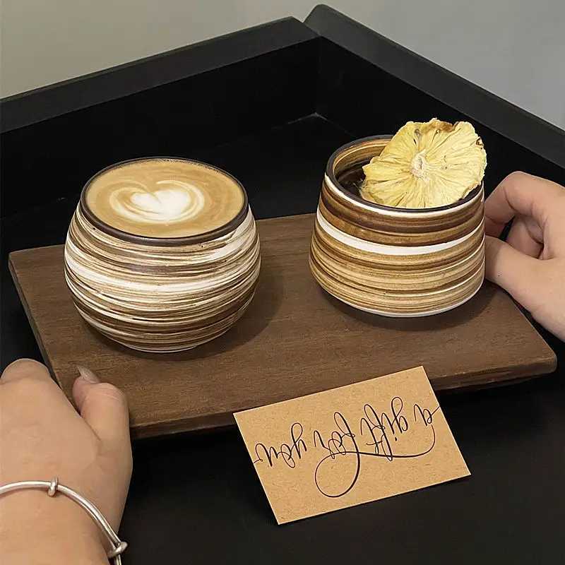 Japanese handmade rough pottery frosted tea cup hot latte coffee cup retro style kung fu tea cup tea tasting cup Y251125