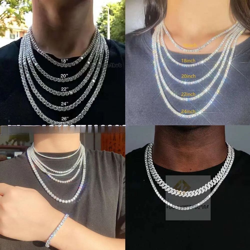 2MM 3MM 4MM 5MM 6.5MM 7MM 7.5MM 8MM Classic Necklace Sier VVS Moissanite Mens Chains Fine Jewelry Tennis Chain