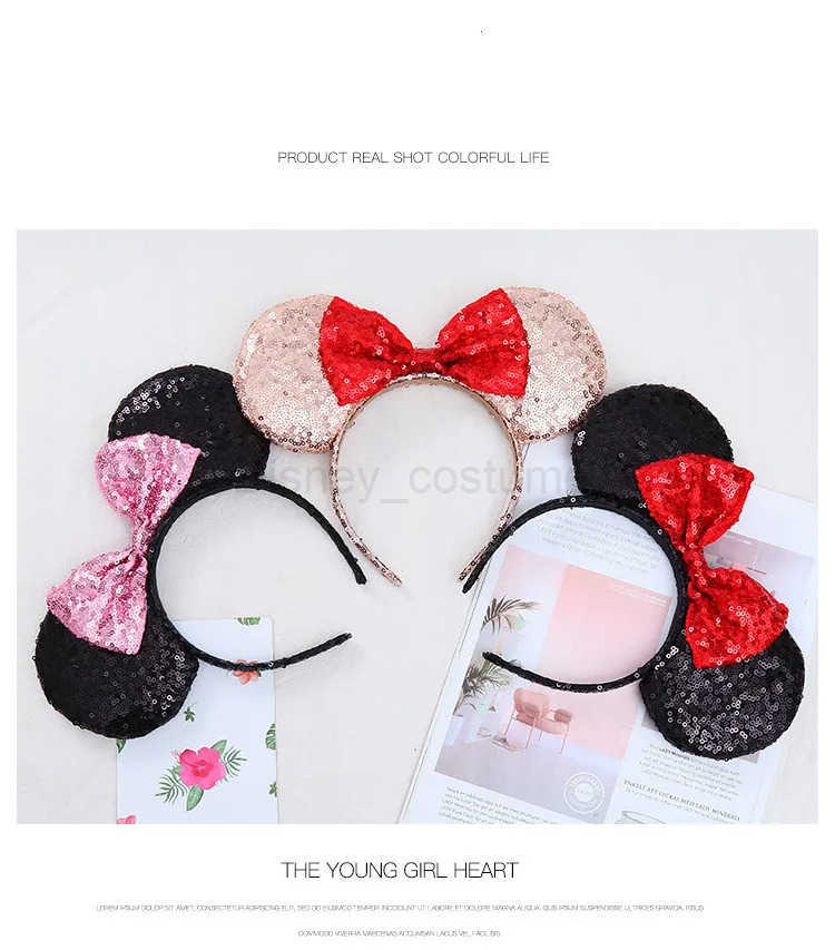 Disney New full glitter mouse ear arch headband hair accessories Mickey Minnie childrens headband X250425
