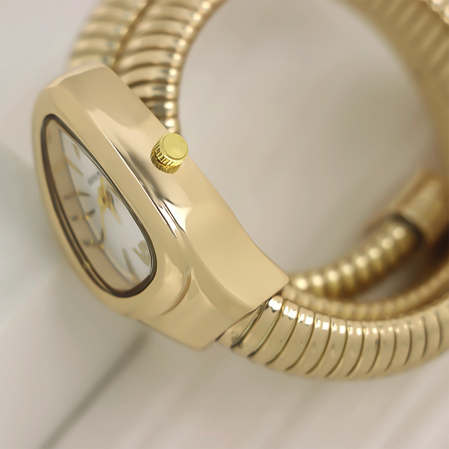 Luxury Brand Designer Watches Foreign Trade Snake-Shaped Watch Gold Elegant Women's Watch Creative Personality Quartz Watch High-End Bracelet Wat