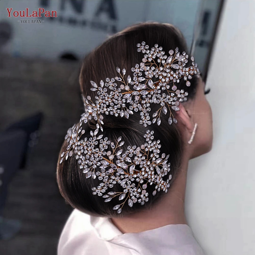 YouLaPan HP253 Crystal Bridal Headpiece Floral Wedding Hair Vine Clip Party Prom Hair Jewelry Brides Hair Accessories 250420