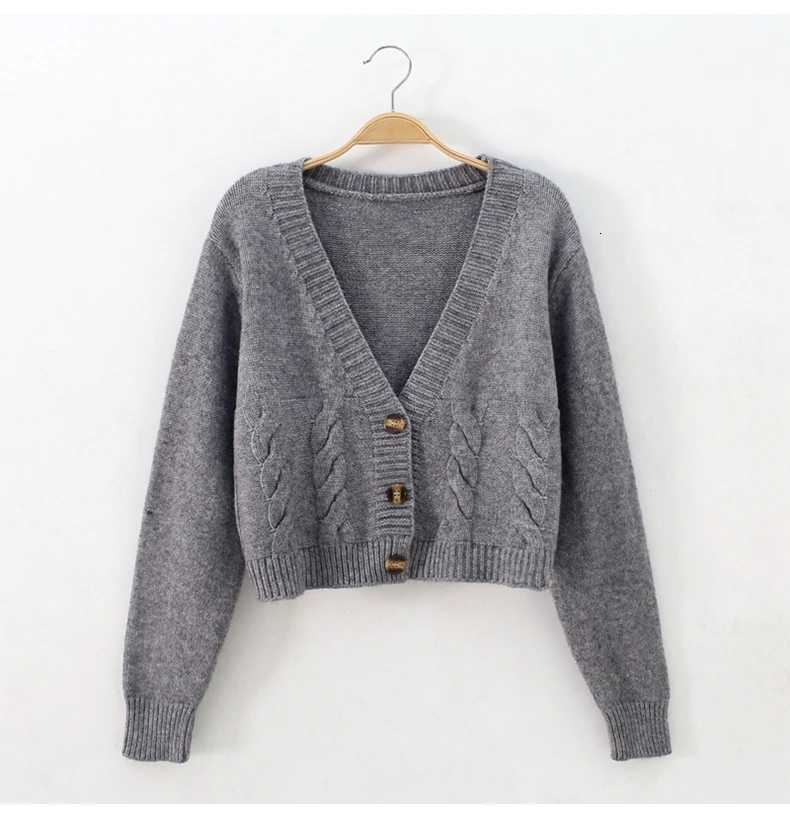 Short style high-waisted slim plastic sweater women 2023 spring new single-breasted knitted cardigan twist small jacketT251125