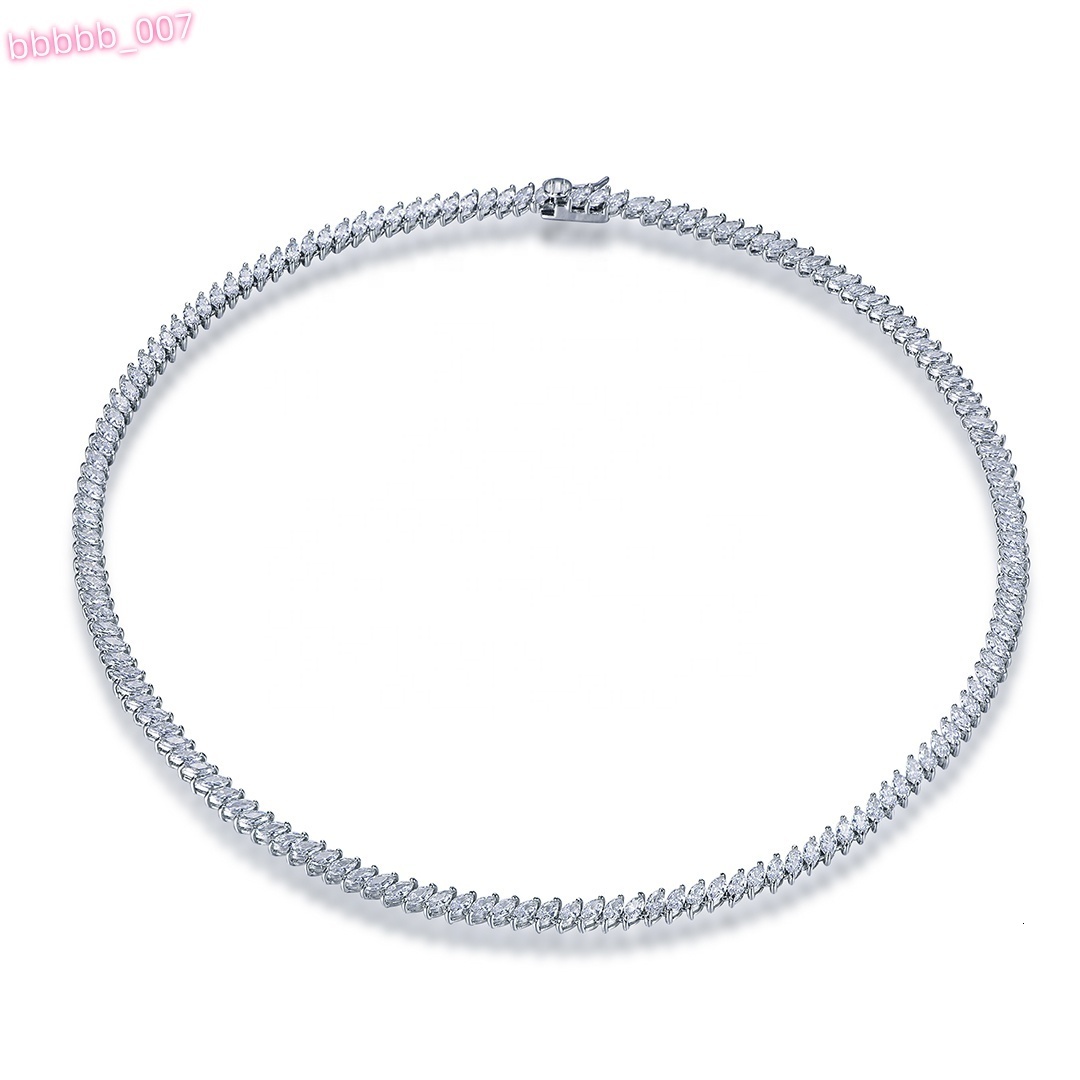925 Sterling Silver Tennis Necklace Mens 5A CZ Diamond Necklace Iced Out Tennis Chain Necklace