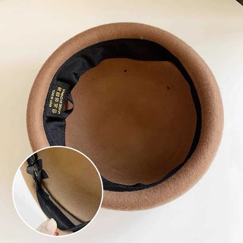 Fashion Women 100 Wool Beret Hat With Bow Fall Winter Fascinator Weddings Church Felt Top Hat Fedora Hat French Elegant Beret J251125