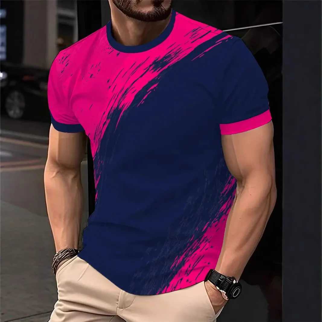 2025 Summer Mens Fashion Digital Printing 3D T-shirt Fast Drying Fitness Training Clothing Running Short Sleeve Trend T-shirt W250425