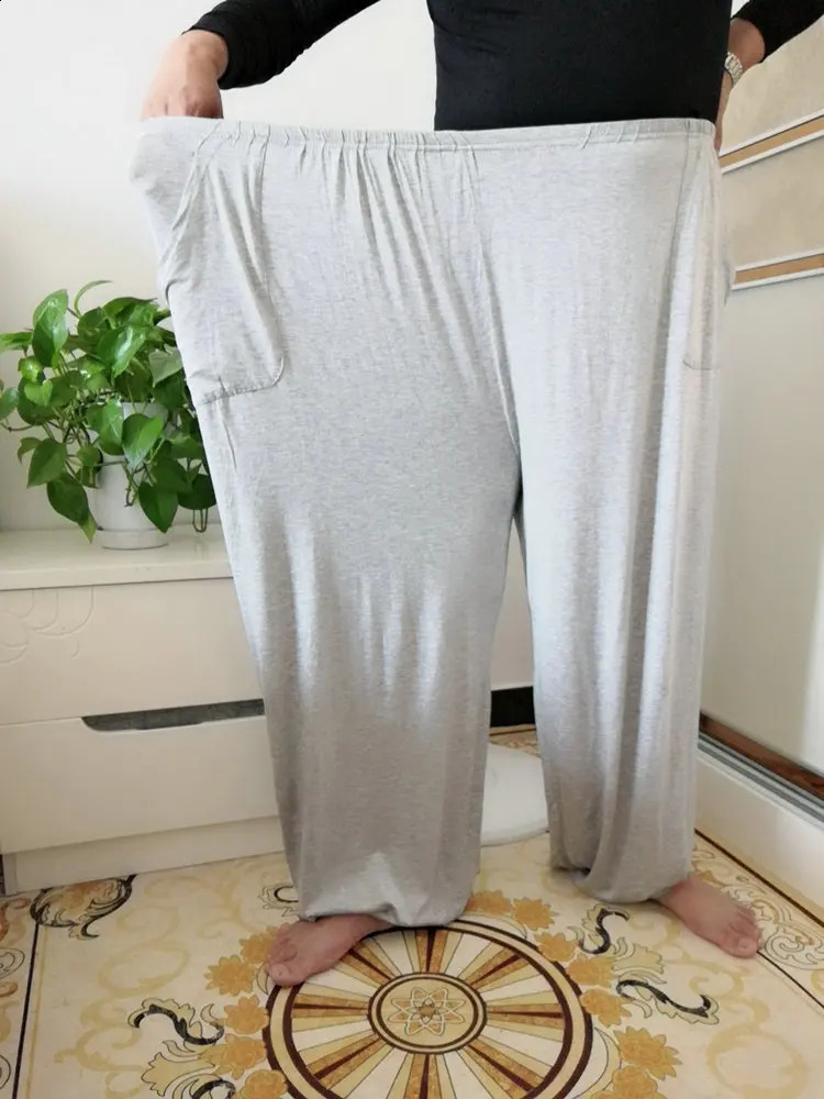 Men High Elastic Sleep Pants 7XL 8XL 60-1700KG summer modal casual home pants large size mens super soft mens pants 250420