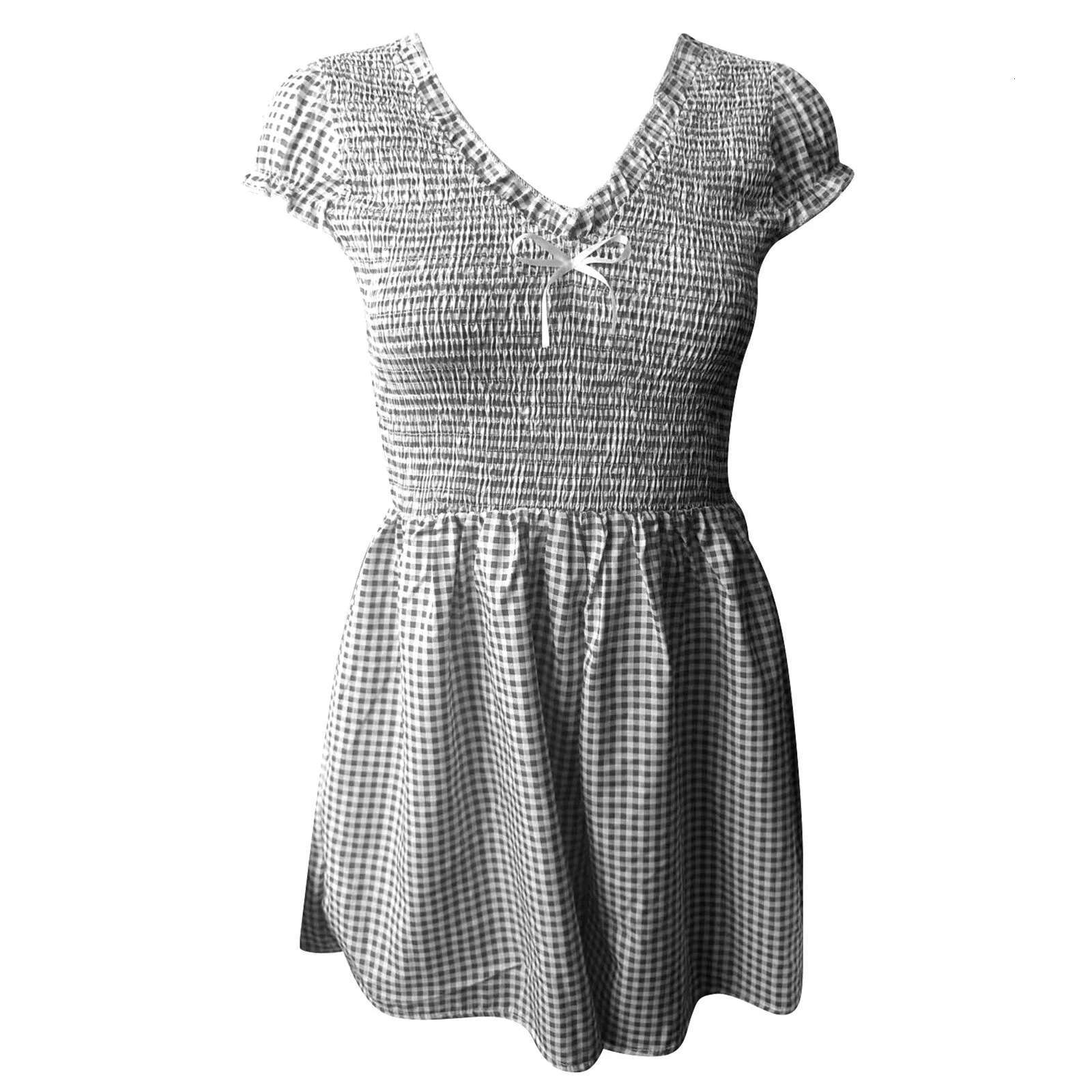 Dongdumaoyi Women Y K Plaid Romper Jumpsuit Gingham Short Sleevelss Backless Dress Strapless Flowy Club Party Streetwear