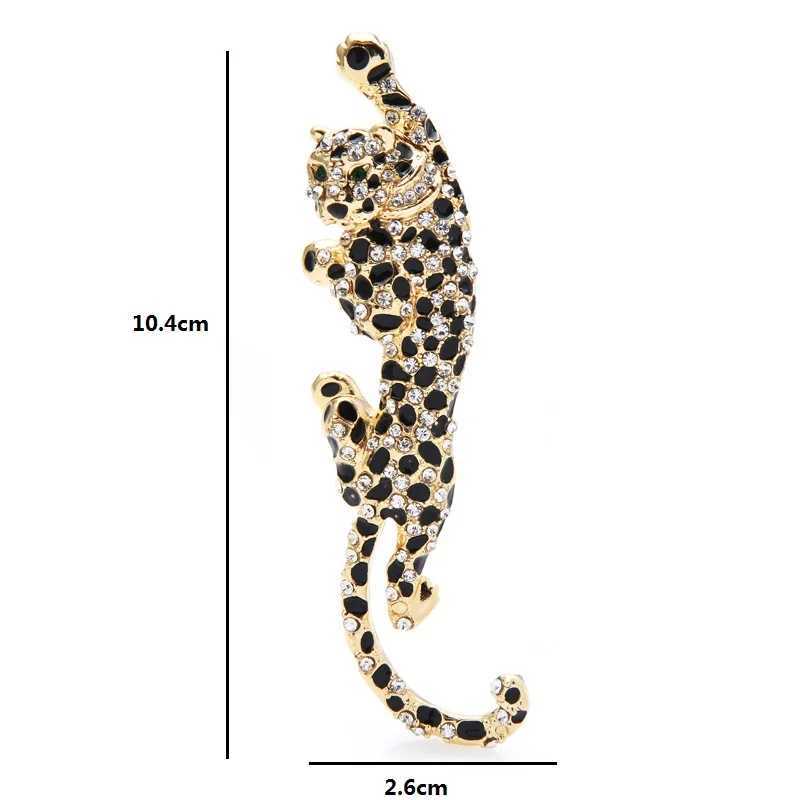 Wulibaby Big Climbing Leopard Brooch Pins For Women And Men Enamel Animal Brooches Winter Luxury Jewelry New Year Gift J251125
