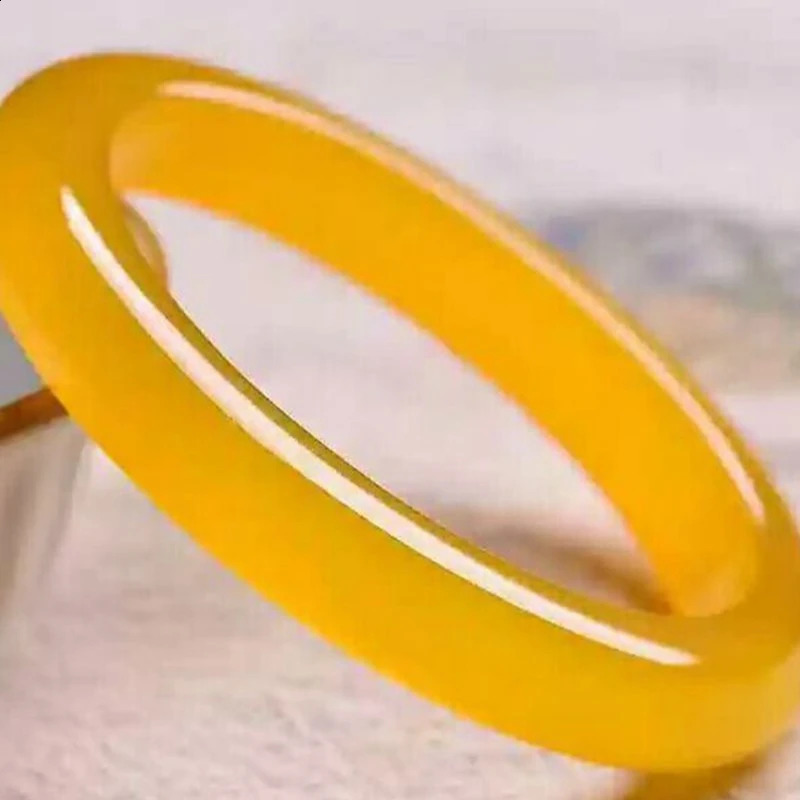 Natural Yellow Chalcedony Agate Bracelet High Ice Chicken Oil Yellow Bracelet Jade Bracelet 250424