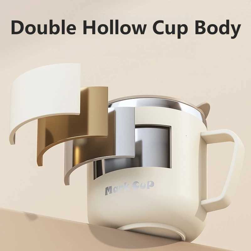 400ml 304 Stainless Steel Water Bottle Double Layers Coffee Mug Milk Cup with Lid and Handle Portable Thermal Water Bottle Gift Y251125