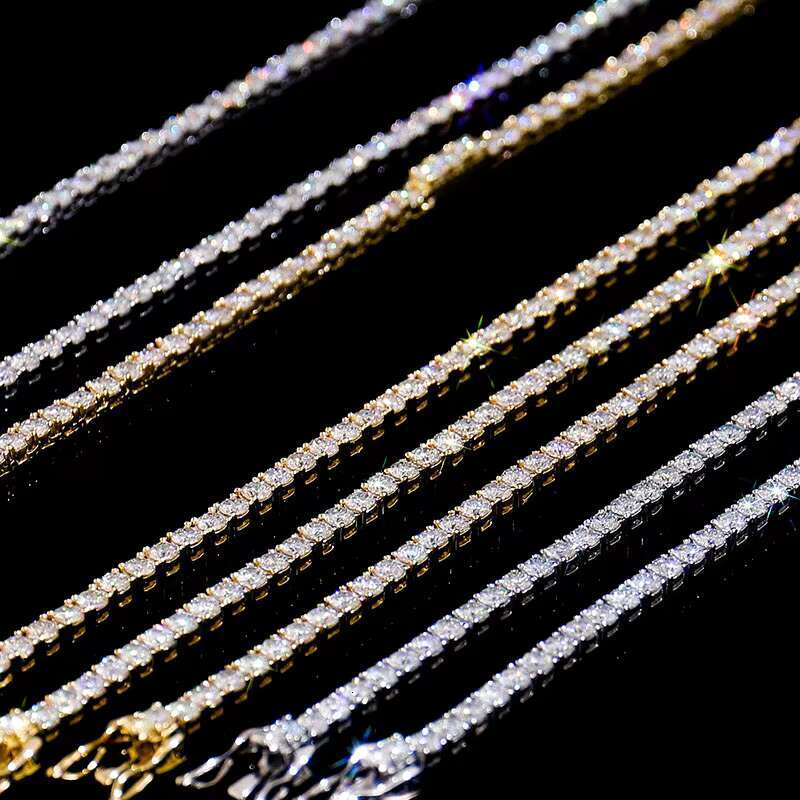 All Size Factory VVS DEF Moissanite Pass Diamond Tester Tennis Bracelet 925 Silver Gold Plate Tennis Chain Hip Hop Jewelry