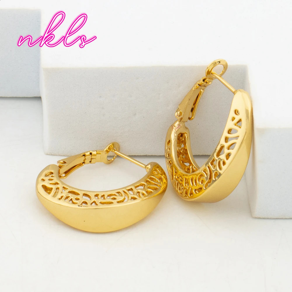 Fashion Necklace Hoop Earrings Ring Bracelet Pendant Dubai Women Golden Color Jewelry Sets African Jewelry Set for Party Gift 250417