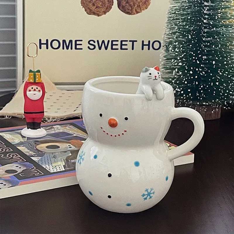 350ML Snowman Mug Creative Large Capacity Ceramic Cup Coffee Cups Lovely Men and Women Birthday Christmas Gift Dormitory Fund Y251125