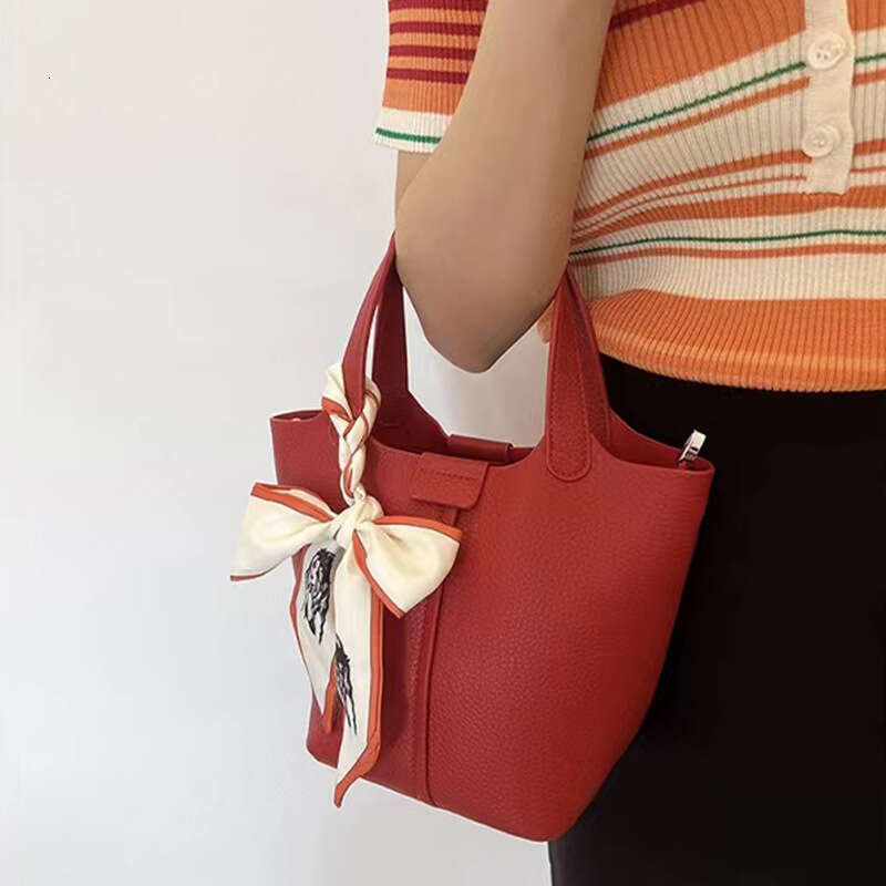 Wedding Women S Red Wedding Bride S Niche High End Silk Scarf Tote Bucket Hand Held Bag Vegetable Basket