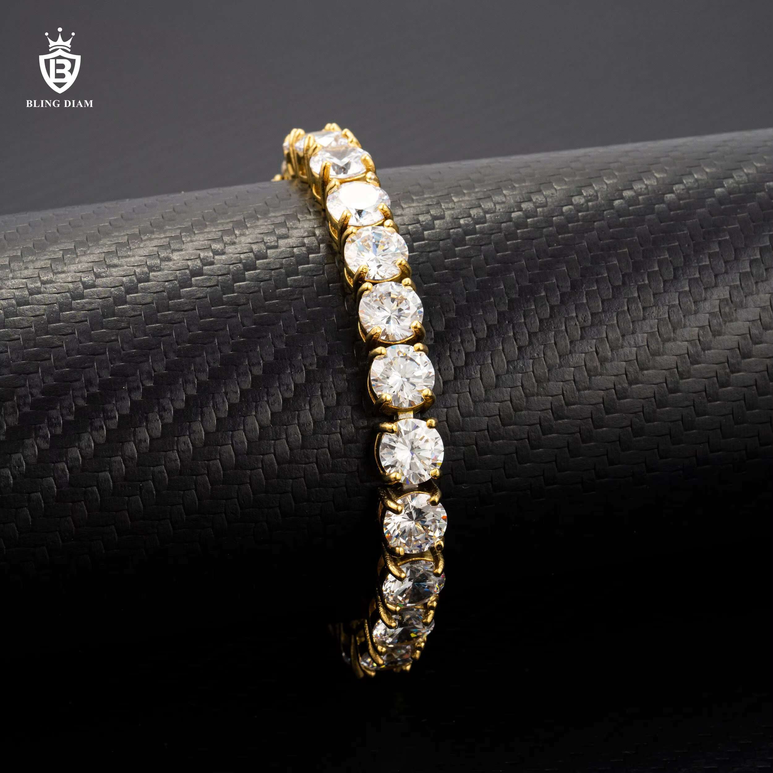 Wholesale Fine Jewelry Cubic Moissaniteia 8mm Hip Hop Tennis Chain Men Stainless Steel Tennis Bracelet