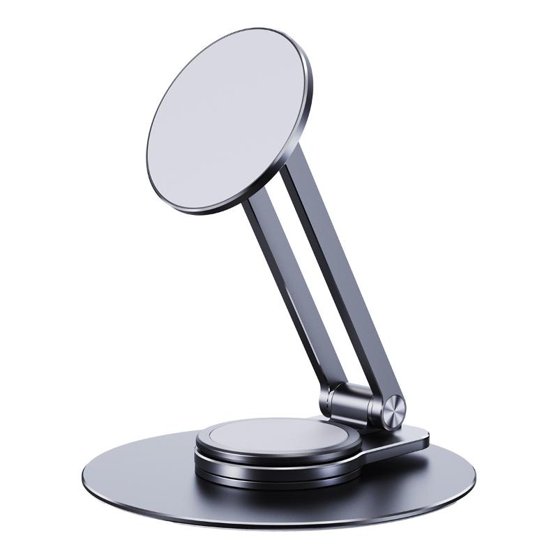 Aluminum alloy desktop rotating magnetic phone holder, portable folding metal holder