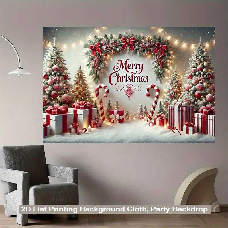 VIKAMA Elegant Christmas Tree Wall Tapestry Living Room Bedroom Office Winter Wonderland Festival Wall Decoration TapestryM251125