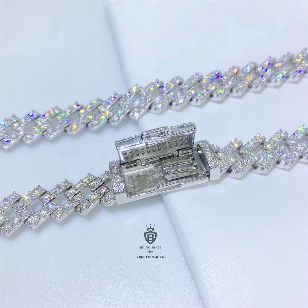 Bling Fine Hip Pop Iced Out Lab Diamonds Moissanite Miami Cuban Link Chain Necklace Piercing Jewelry