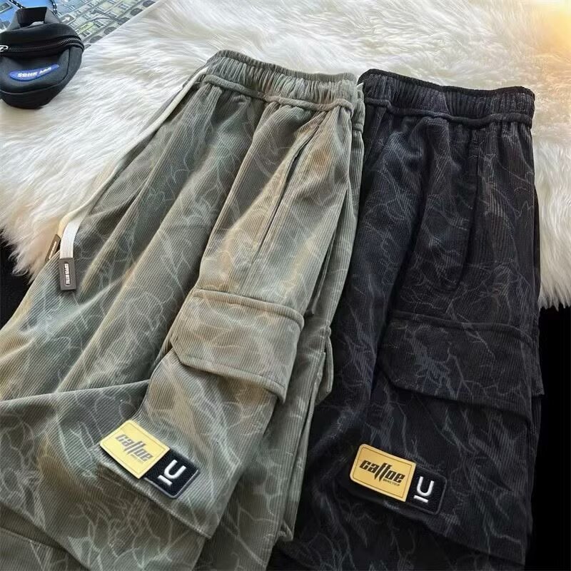 Multi pocket workwear shorts men's 2025 new summer trendy brand American functional loose straight leg five quarter pants