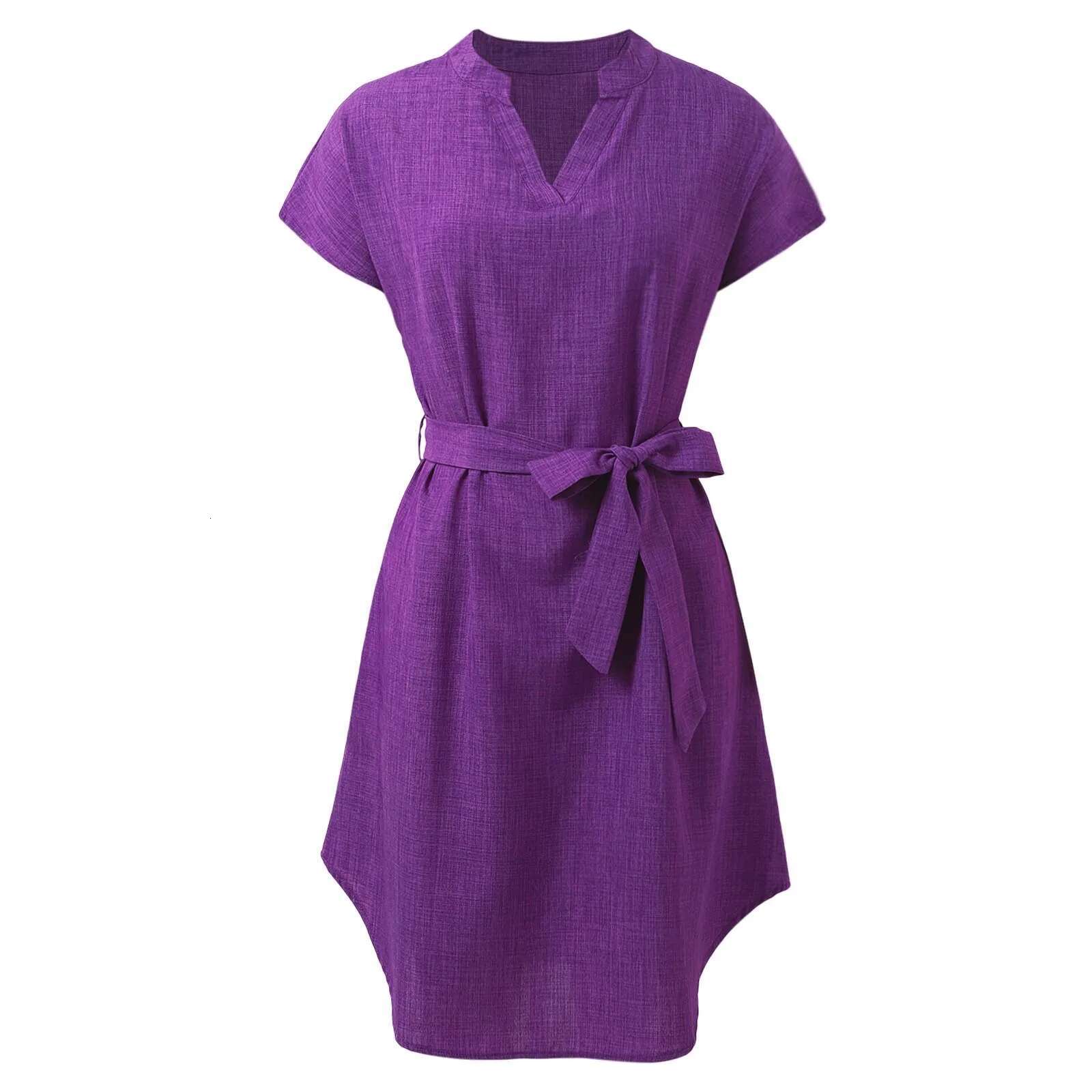 Dongdumaoyi Summer New Style Short Sleeve Dresses V Neck Solid Elegant Dress For Women Outfits Casual A Line Party Midi