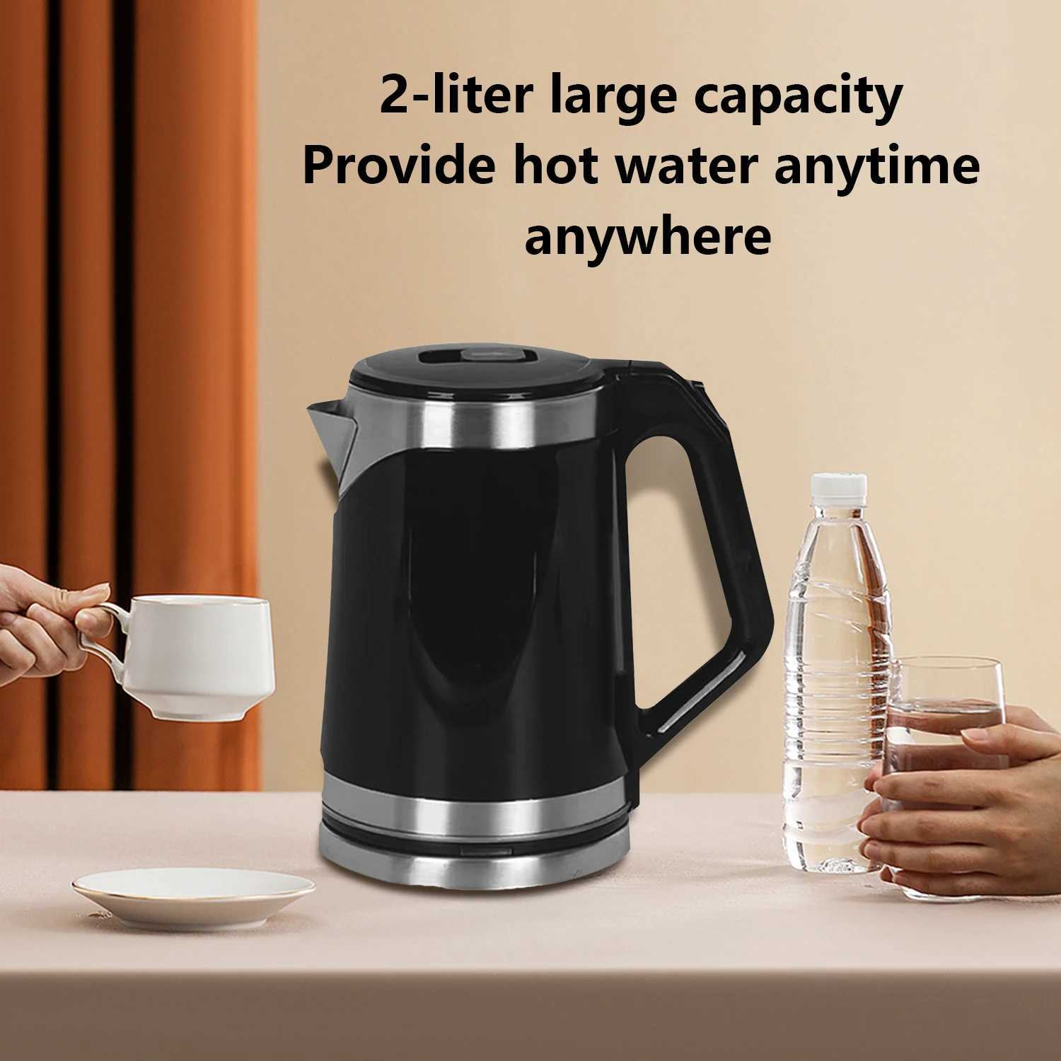 Electric Kettle Stainless Steel Inner Lid Water Heater Teapot Automatic Shut Off 2L 1500W-1700W Power EU Plug C251125