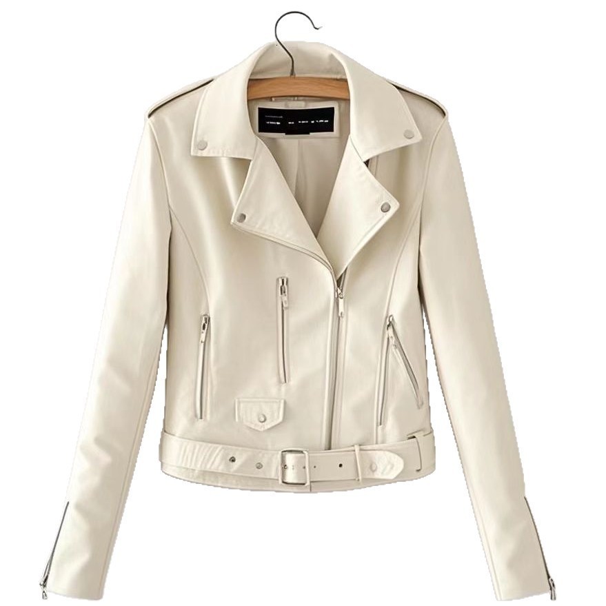 UNIZERA Autumn/Winter Product Womens Fashion Casual Edition Polo Collar Leather Zipper Decorative Jacket Coa 241031