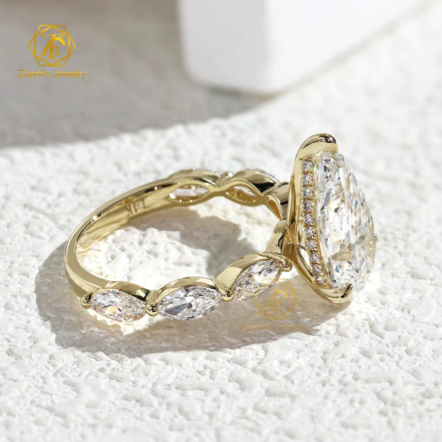 IGI Certified 5CT D VS1 Cvd Lab Grown Created Diamond 14K 18K Solid Gold Rings Pear Engagement Ring Jewelry for Women