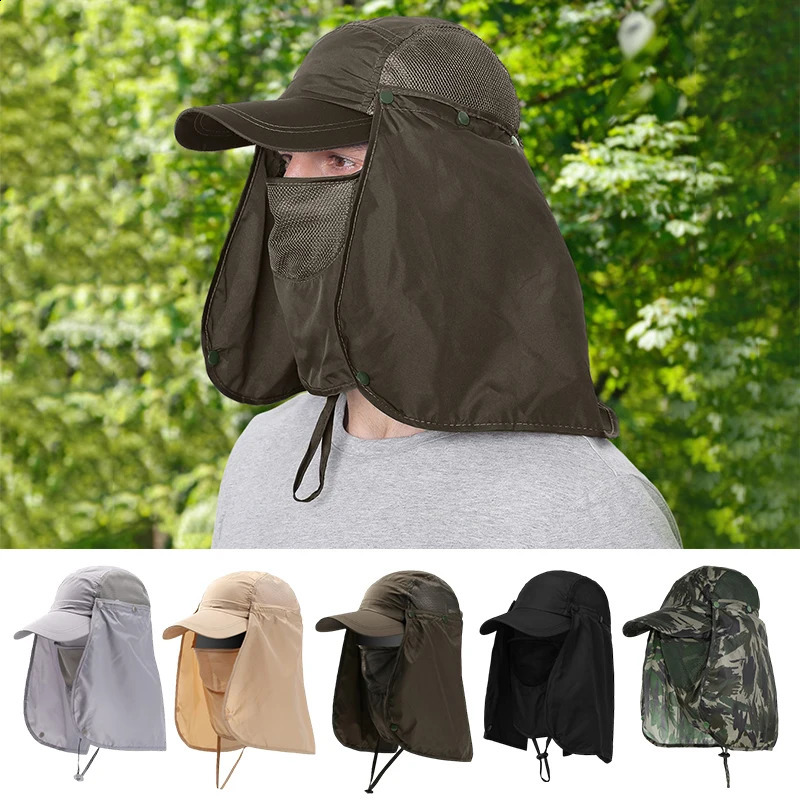 Summer Fishing Hat Outdoor Quick Drying Sun Protection Hat Breathable Face Neck Cover 360° Visor Hiking Fishing Cap 250424