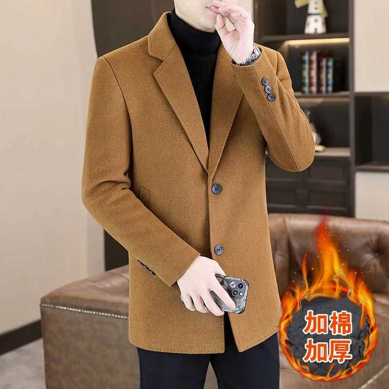 Autumn Korean Version Mens Woolen Jacket Medium Length Casual Business Trench Coat Wool Blends Social Streetwear Overcoat 4XLT251125