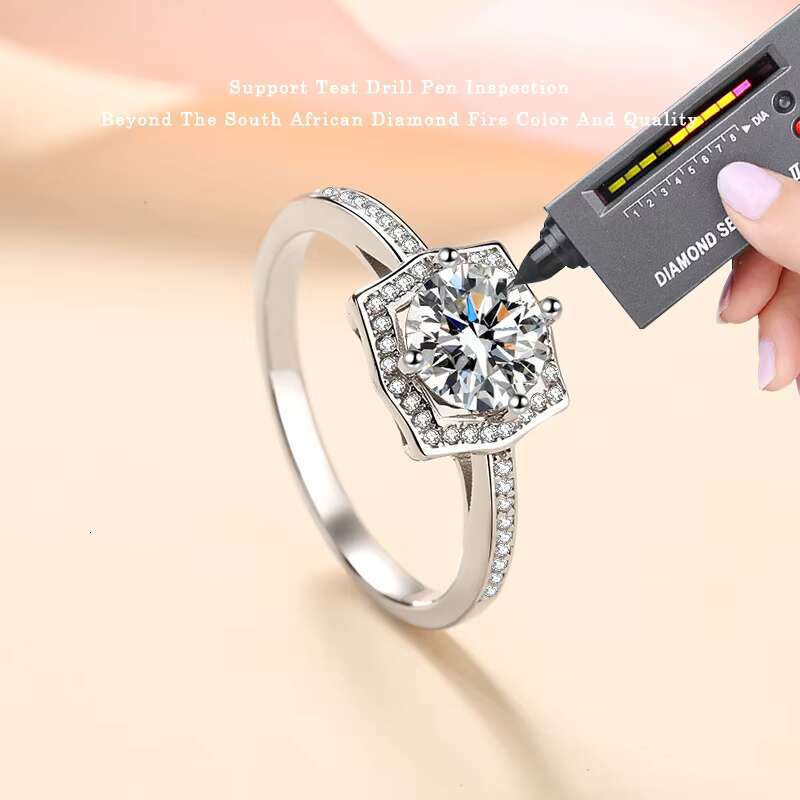 S925 Sterling Silver Square 1CT Moissanite Rings Exquisite Shiny Full Diamond Wedding Rings Gifts for Women