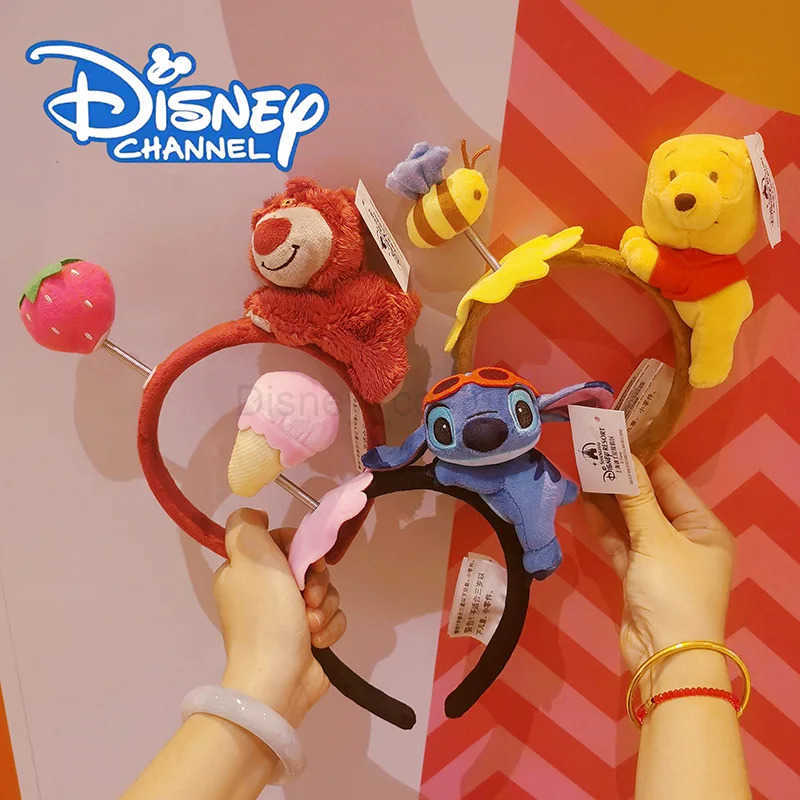 Disney Sewing Hair Accessories Plush Animal Hair Accessories Rosso Winnie Headbands Girls Face Wash Headbands Anime Character Headbands Gifts X250425