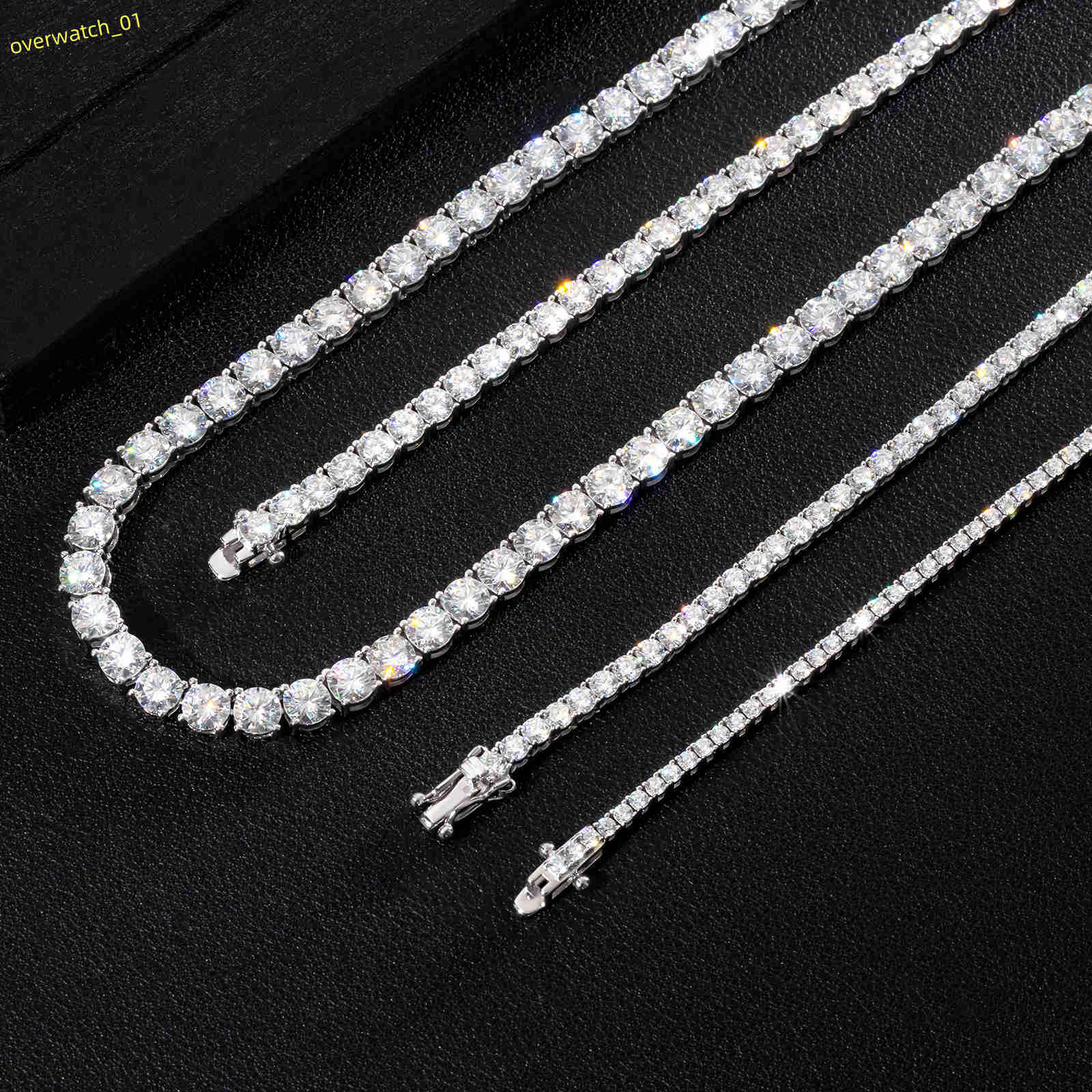 Moissanite Tennis 925 Sterling Silver Chain 2mm/3mm/4mm/5mm 18inch D Color VVS1 Round Cut Lab Diamond Necklace for Men Women