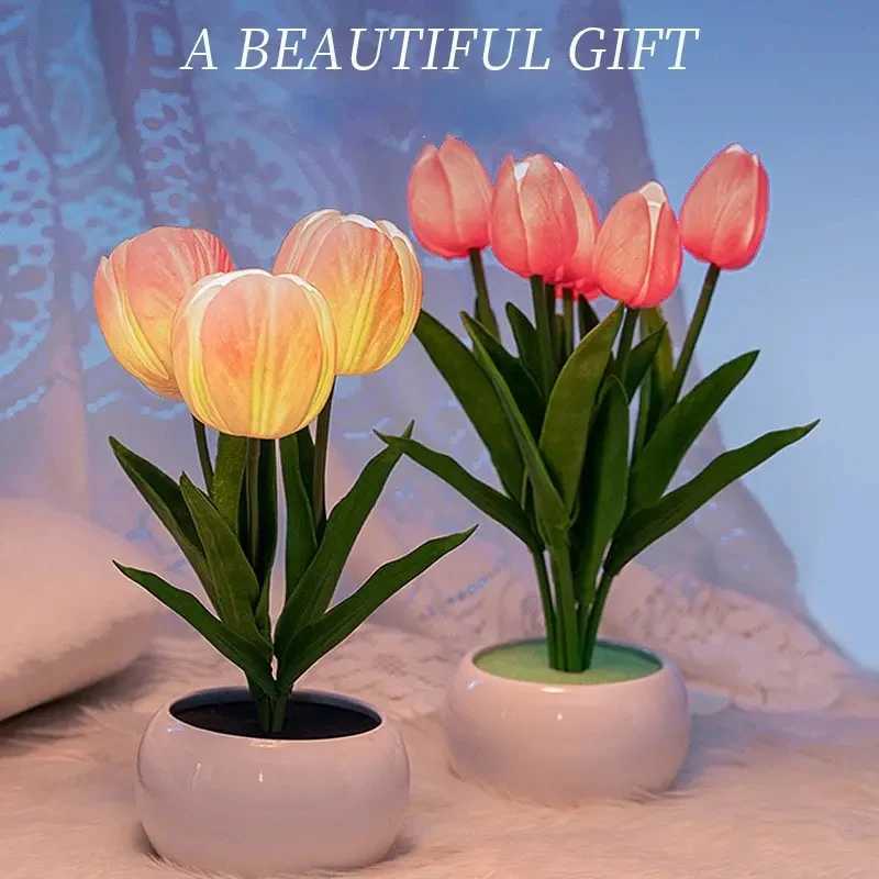 1 PC Tulip LED Night Light Bedside Bedroom Atmosphere Light Simulated Bouquet Light Best Mothers Day Gift Birthday GiftM251125