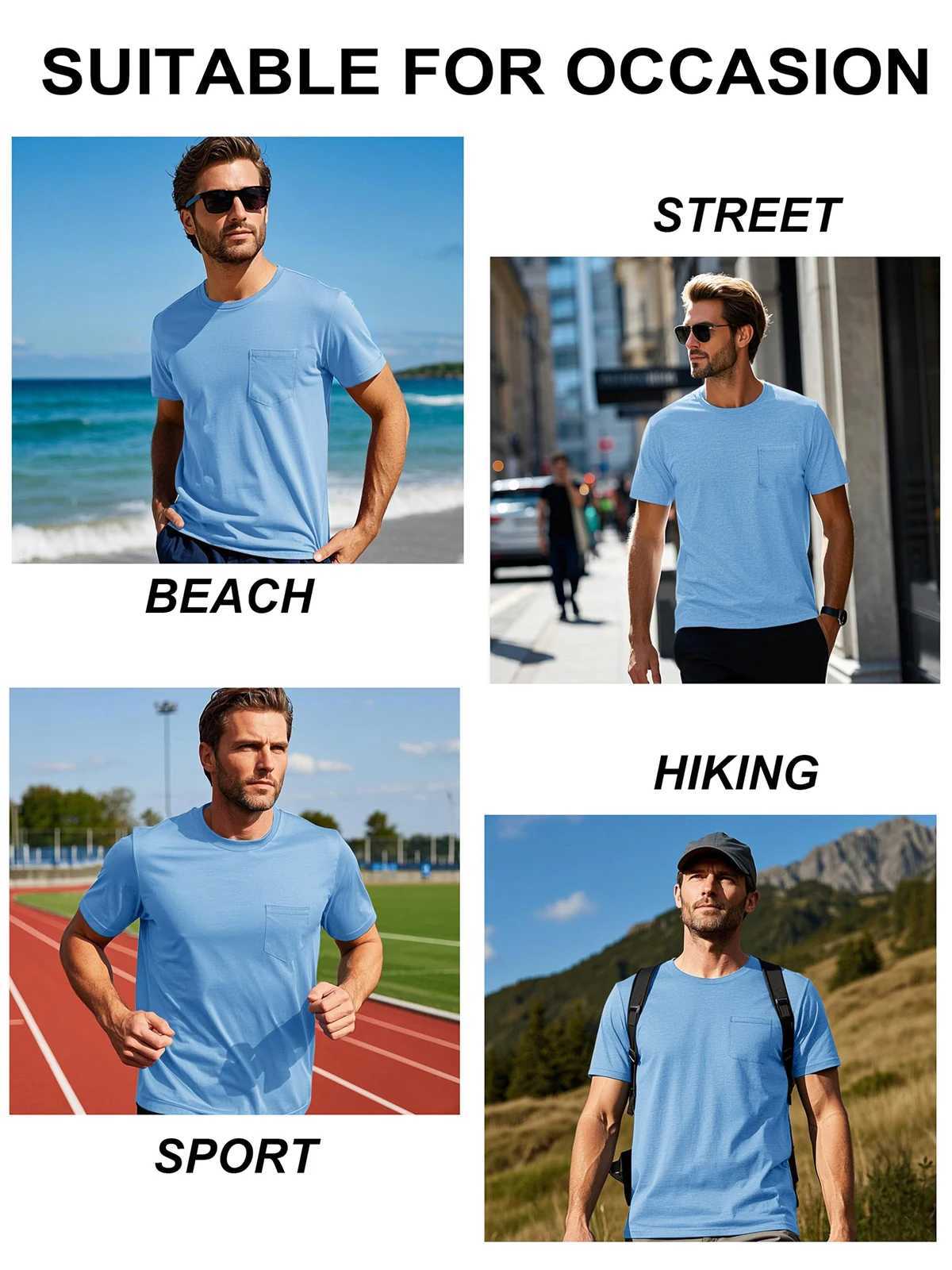 Magcomsen Mens Casual T-shirt UPF 50+Sunscreen Short Sleeve with Pocket Moisture Wick Lightweight T-shirt W250425