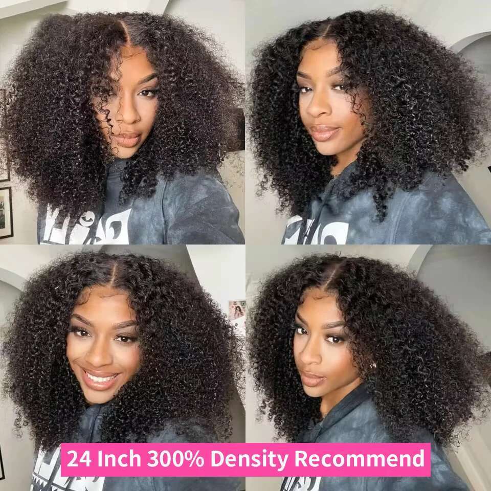 7X5 Glueless Kinky Front Human Hair Wigs Afro Curly Frontal Ready To Wear Go 4X4 HD Lace Closure Wig