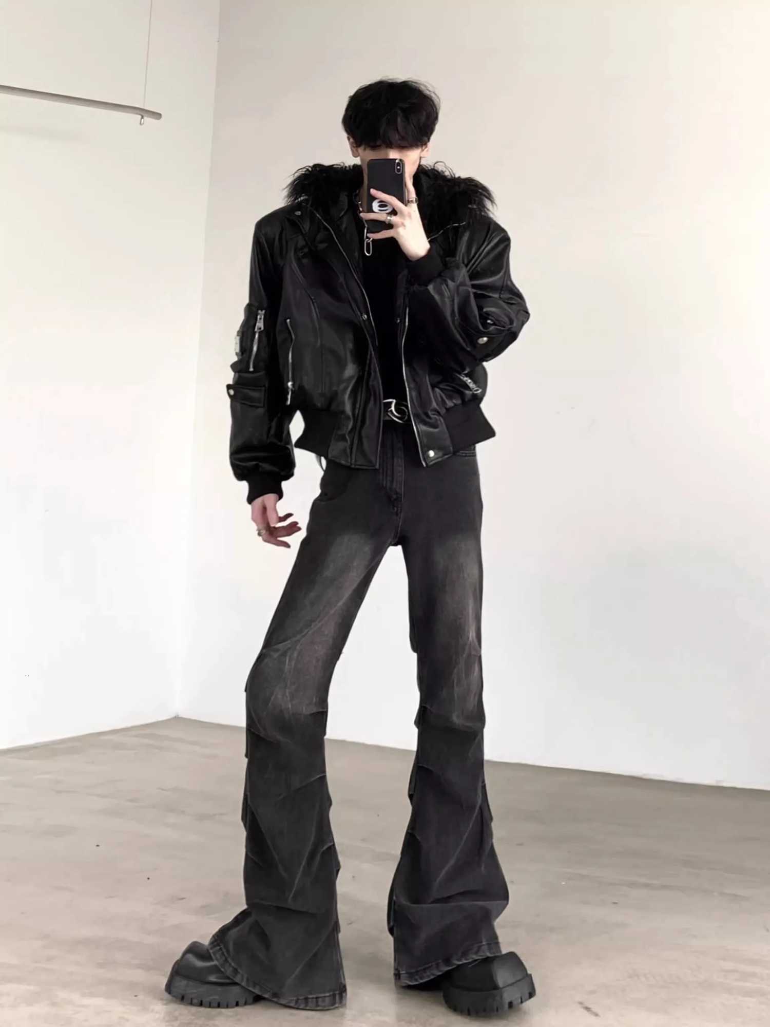 Mauroicardi Spring Autumn Cool Short Oversized Black Warm Pu Leather Jacket Men with Faux Fur Trim Hood Luxury Designer Clothes X251125 - view 3