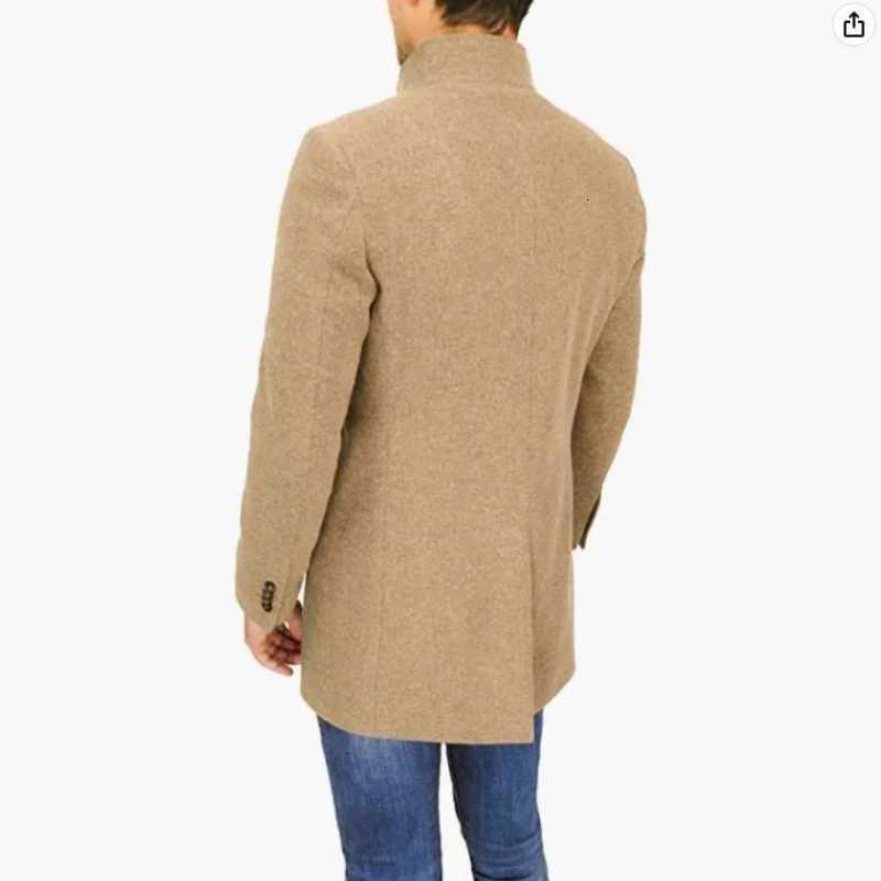 Elegant Jackets Man Single Breasted Mans Janket Solid Wool Blends Mid-length Trench Coat Long Mens CoatT251125