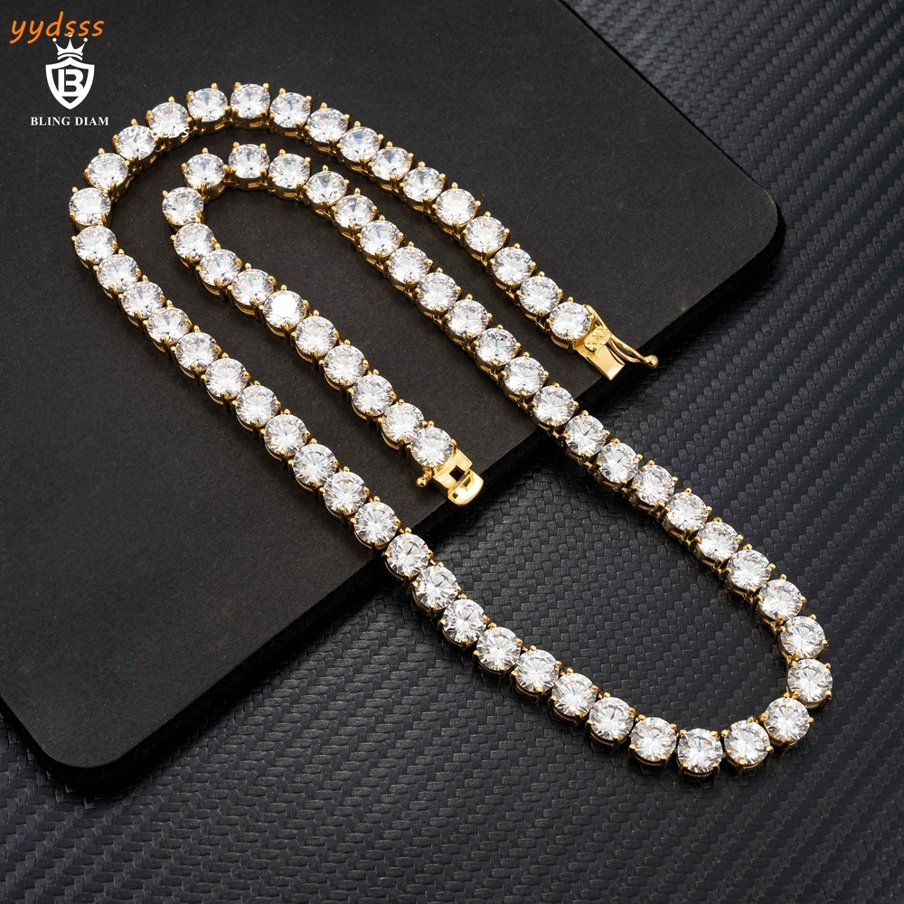 Wholesale Mens Jewelry Custom 8mm Hiphop Tennis Necklace Stainless Steel 5a Moissanite Tennis Chain