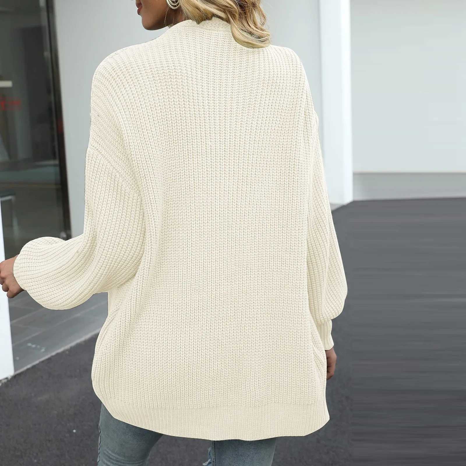 Winter Women Solid Cardigan Sweater Coat Loose Casual Lantern Sleeve Jacket For Women Autumn Knitted CoatT251125